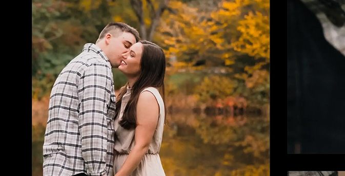 Couple portrait surrounded by natural scenery and soft light