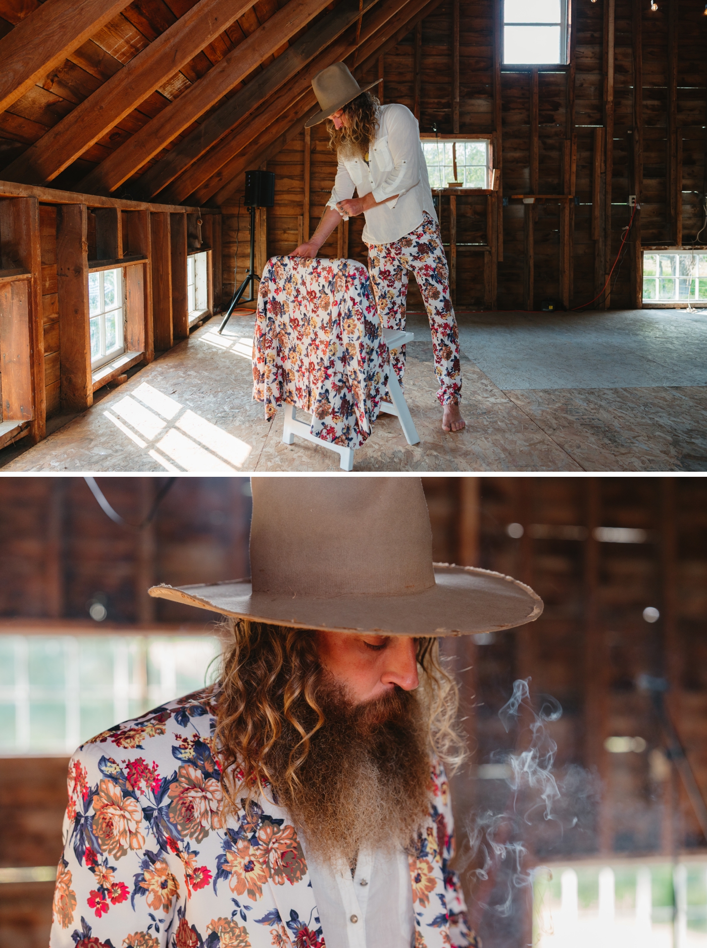 Groom getting ready for his wedding at Ancestor Farms