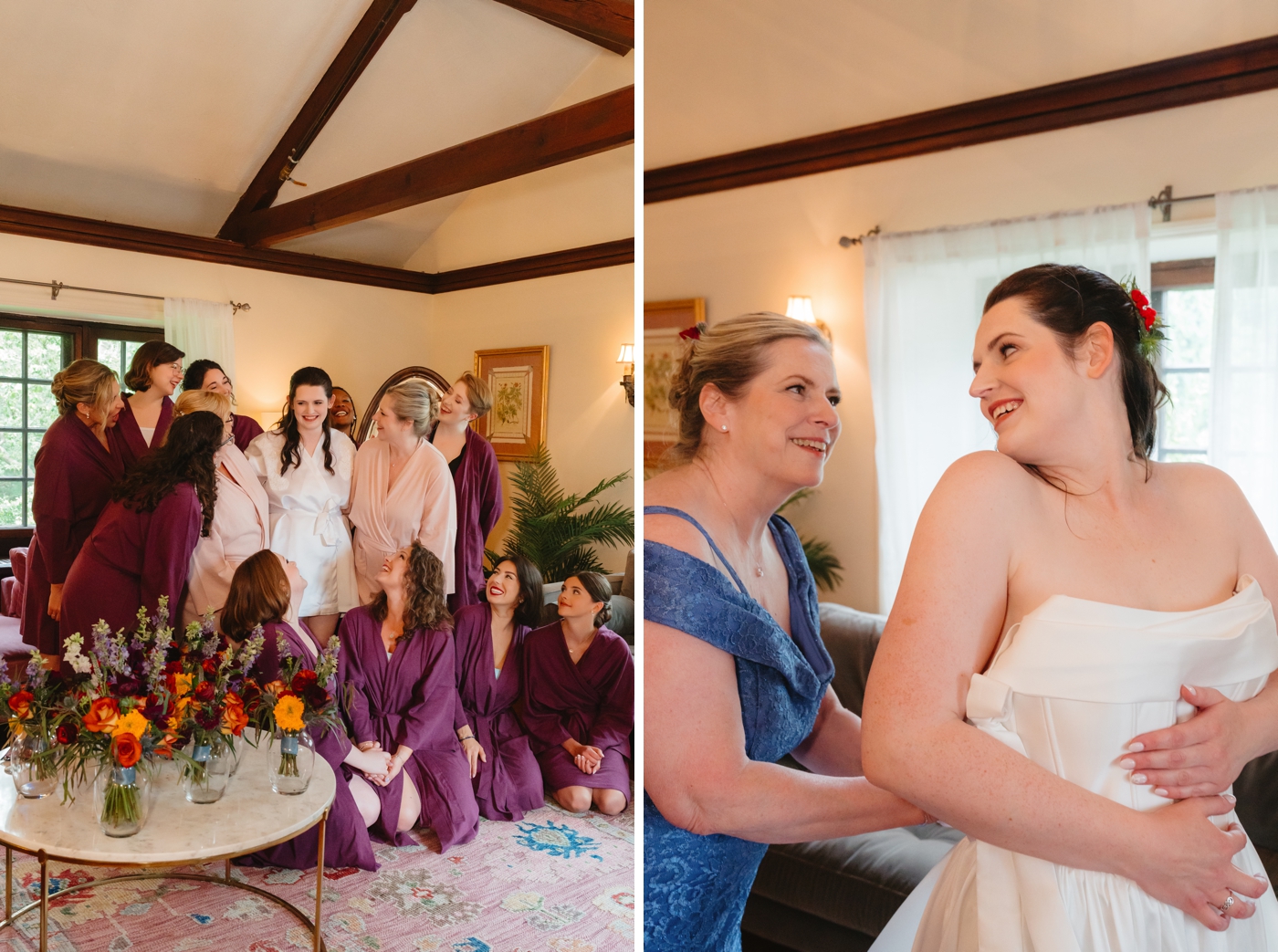 Bride getting ready for her wedding at the Willowdale Estate