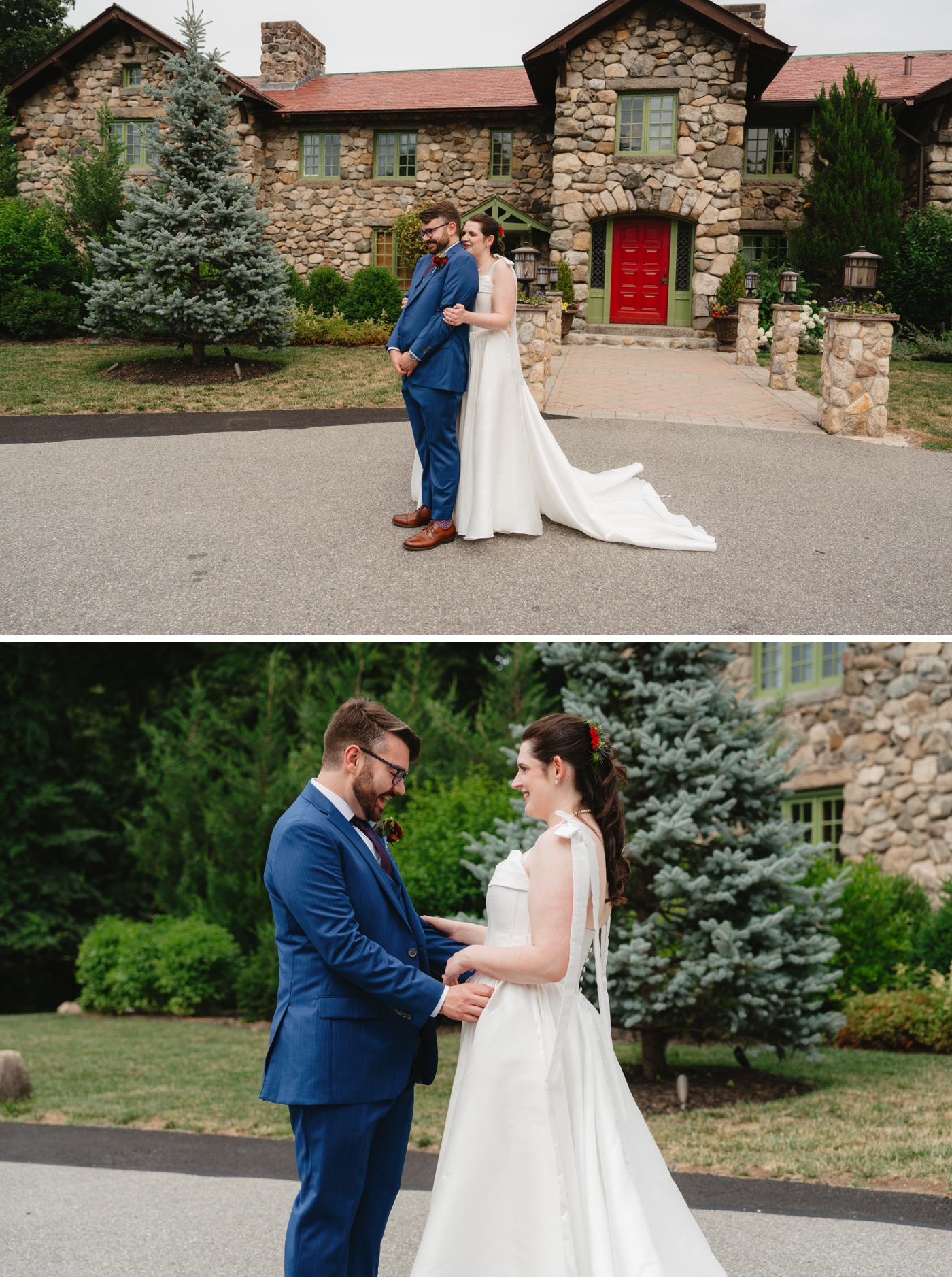 Wedding first look at the Willowdale Estate