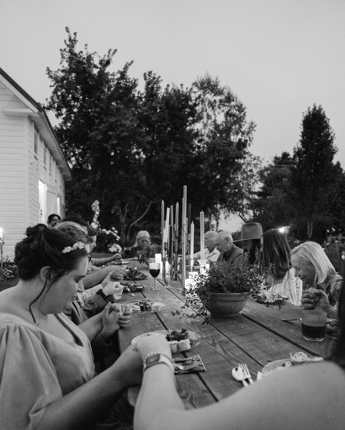 Guests at dinner at a micro wedding event