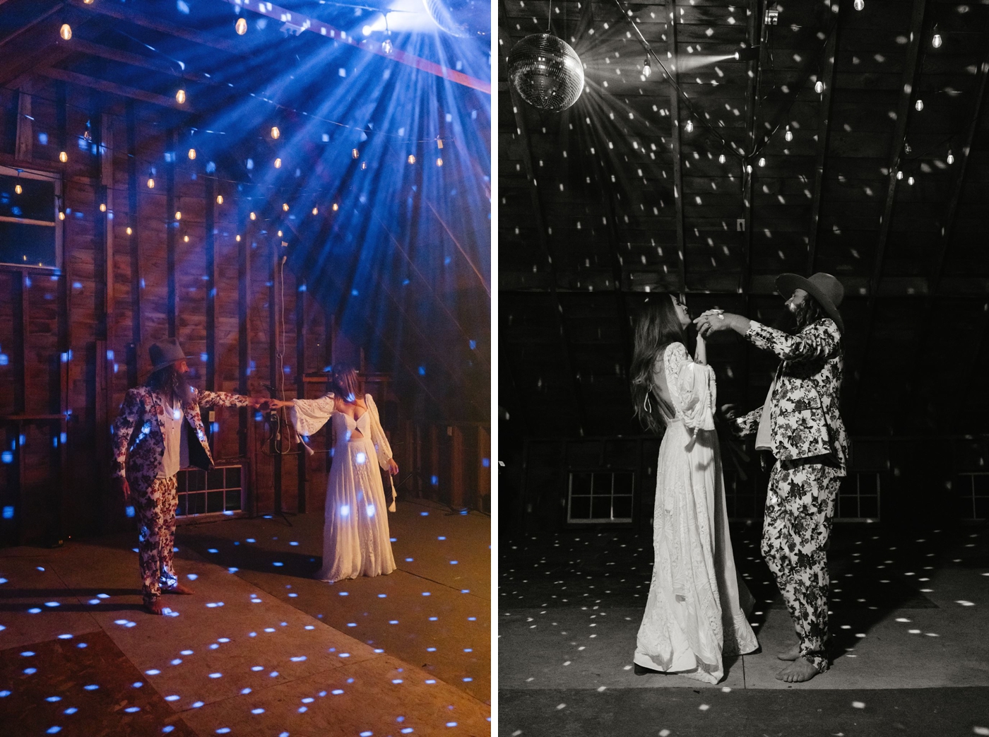Bride and groom dancing at their micro wedding reception