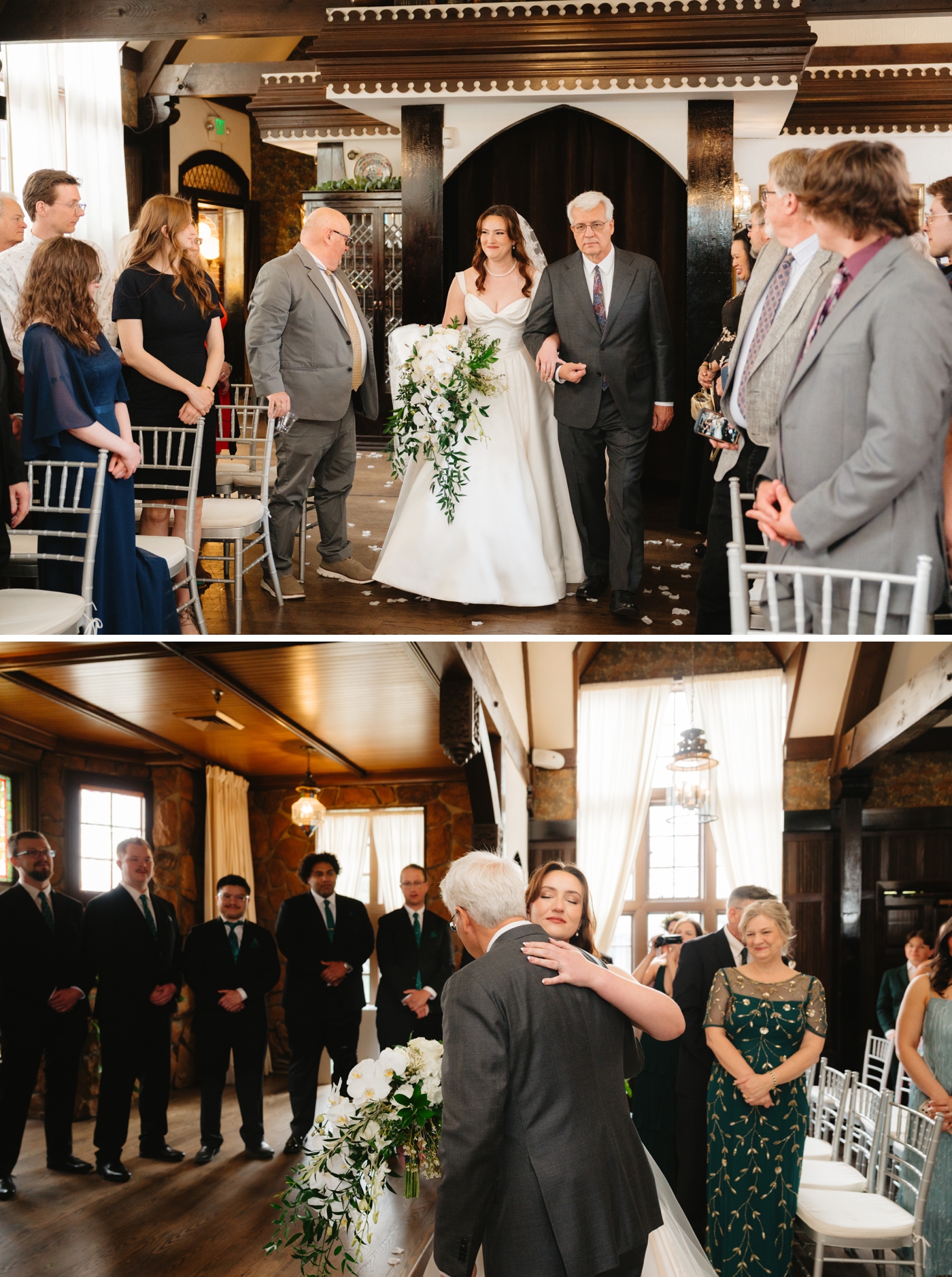 Father escorting bride down the aisle