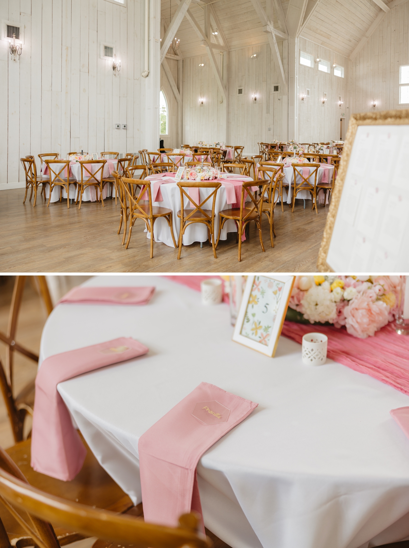 Reception decor in the Trinity Farmhouse at The Springs in Wallisville
