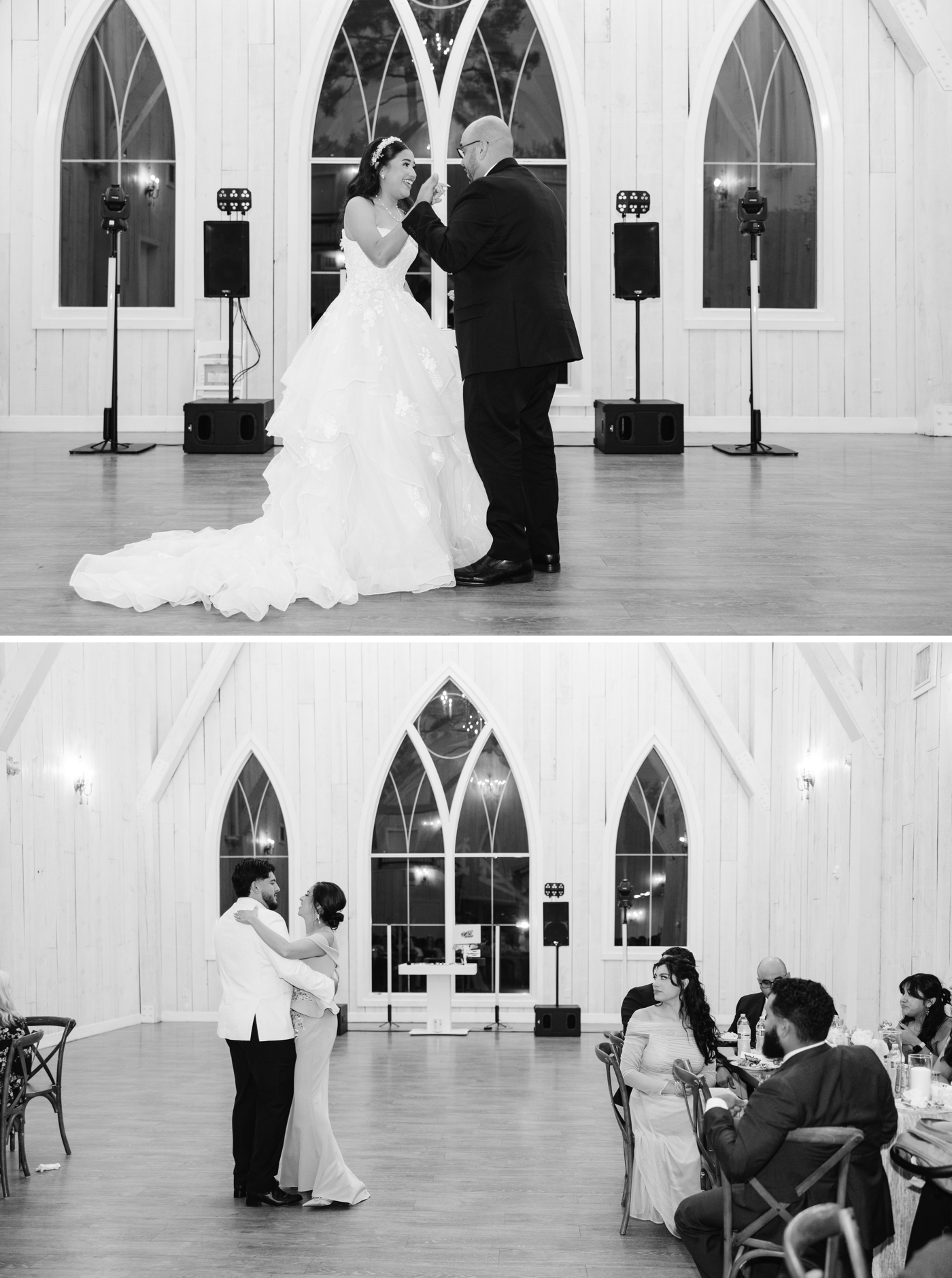 Parent dances in the Trinity Farmhouse at The Springs in Wallisville