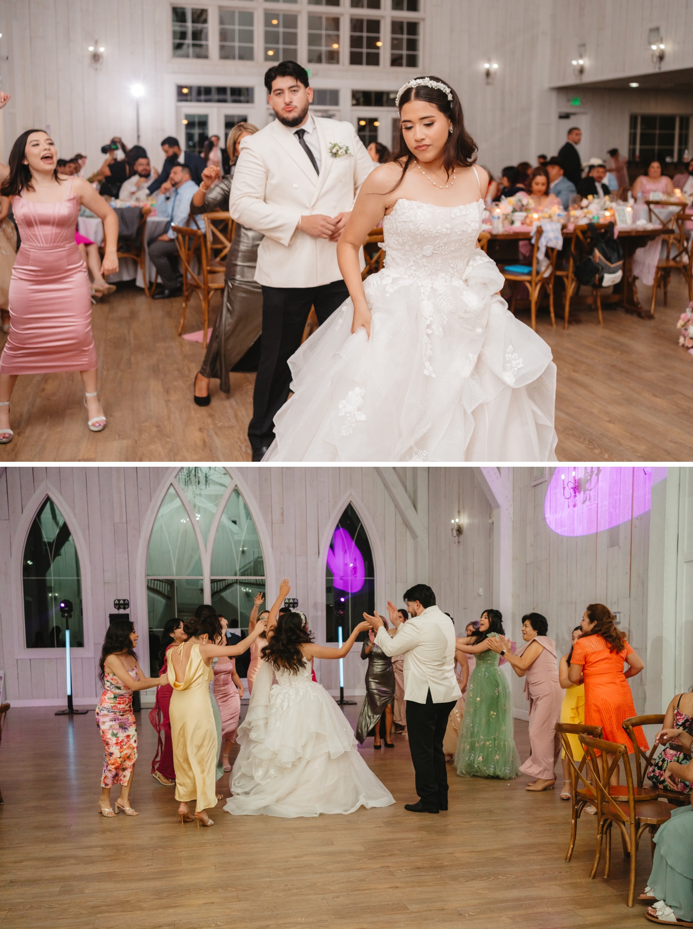 Bride and groom dancing in the Trinity Farmhouse at The Springs in Wallisville