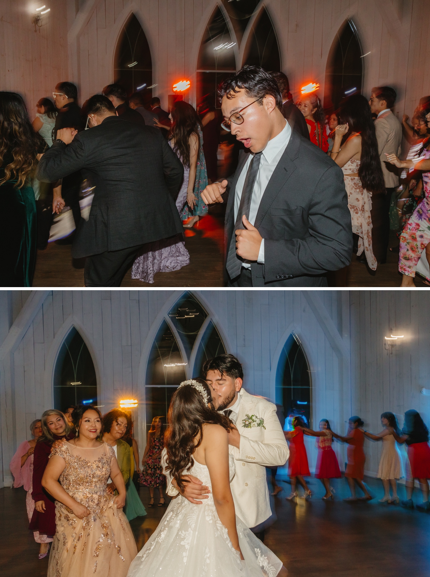 Bride and groom dancing in the Trinity Farmhouse at The Springs in Wallisville