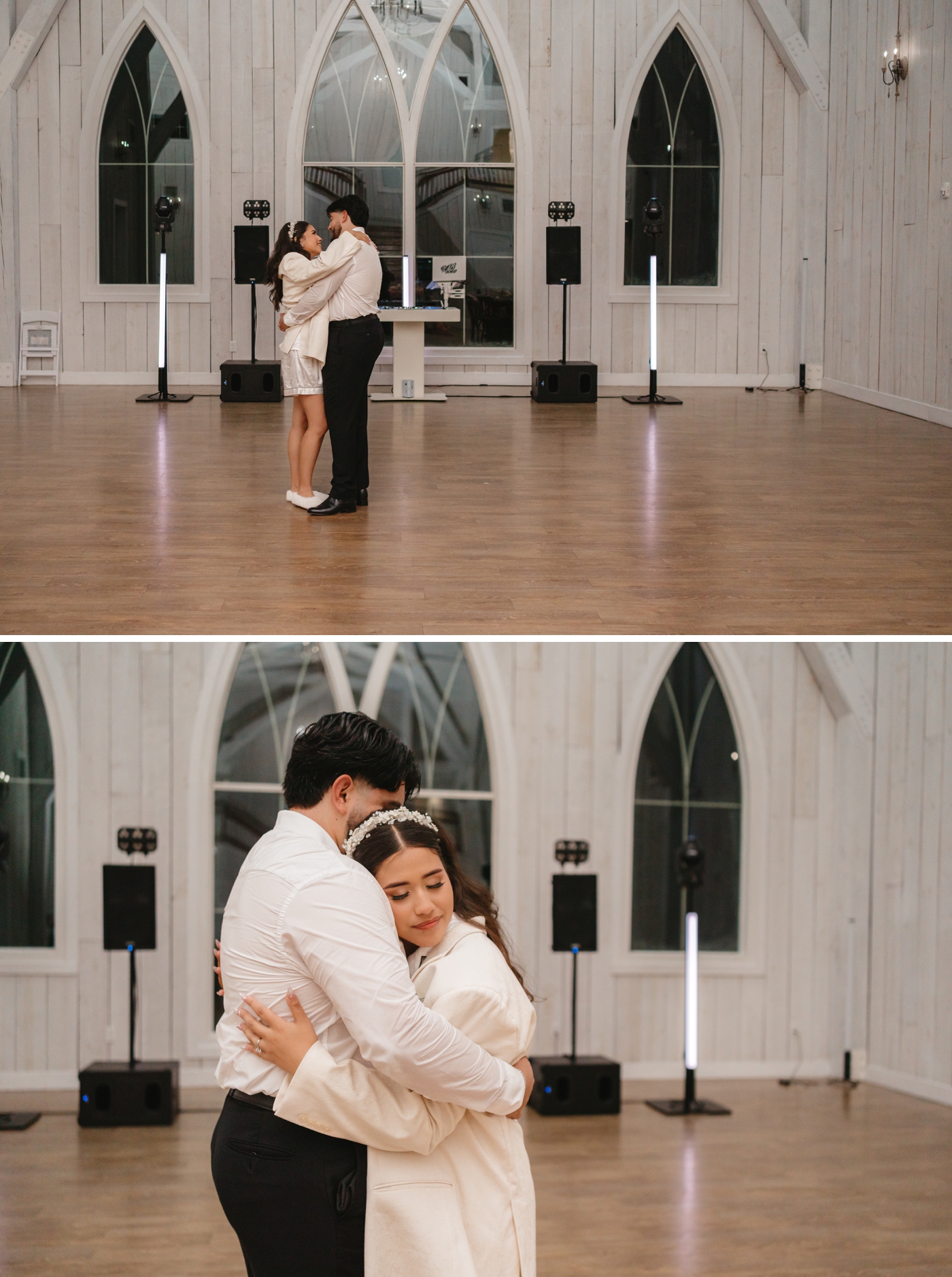 Bride and groom sharing a private last dance at their Houston wedding