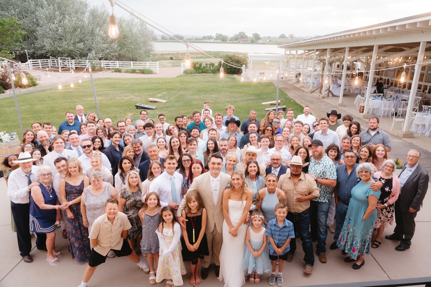 Group portrait on the dance floor at Rockin' S Ranch