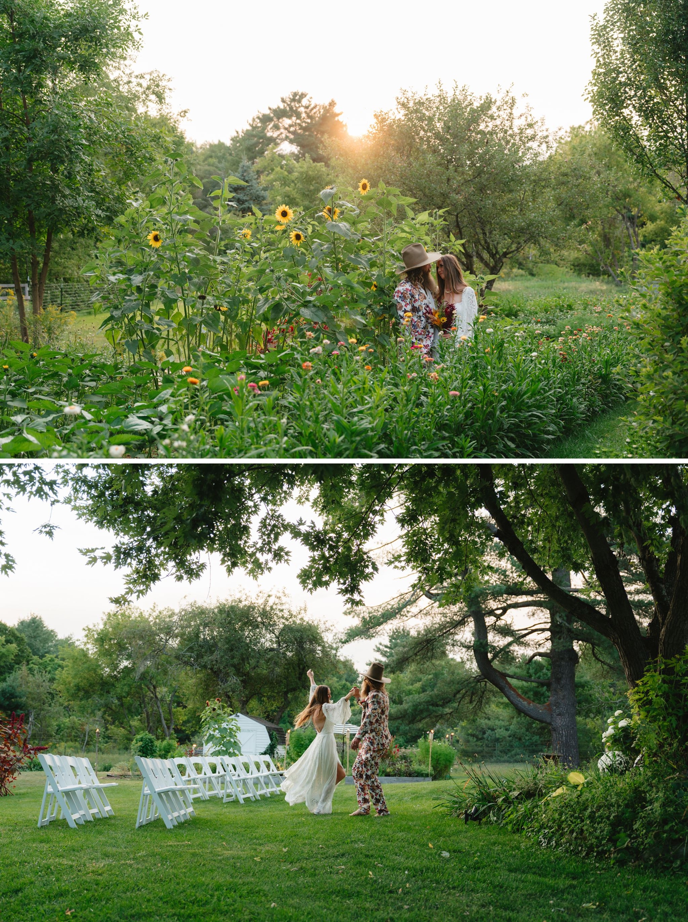 Whimsical outdoor bride and groom portraits